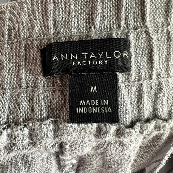 Ann Taylor Factory Women Linen Blend Ankle Pants M Gray Casual Comfy - Picture 6 of 9